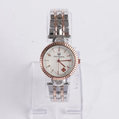 Two Tone Women's Chain Watch Rosegold White