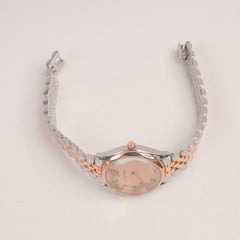 Two Tone Woman Silver Rosegold Chain Watch With Pink Dial
