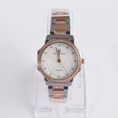 Two Tone Women's Chain Watch Rosegold White