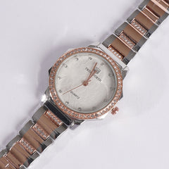 Two Tone Women's Chain Watch Rosegold White