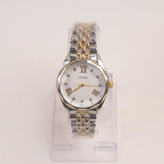 Two Tone Woman Silver Golden Chain Watch With White Dial