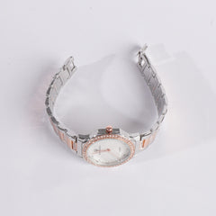 Two Tone Women's Chain Watch Rosegold White