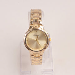 Woman Golden Chain Watch With Golden Dial