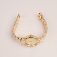 Woman Golden Chain Watch With Golden Dial