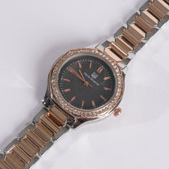 Two Tone Women's Chain Watch Rosegold Black