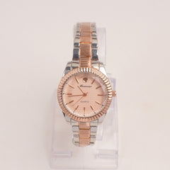 Two Tone Woman Silver Rosegold Watch With Pink Dial