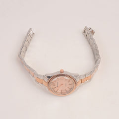 Two Tone Woman Silver Rosegold Watch With Pink Dial