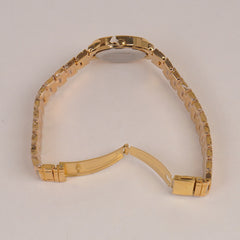 Woman Golden Chain Watch With Green Dial