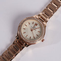 Women's Chain Watch Rosegold White