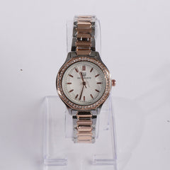 Two Tone Women's Chain Watch Rosegold White