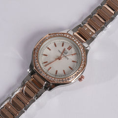 Two Tone Women's Chain Watch Rosegold White