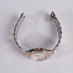 Two Tone Women's Chain Watch Rosegold White
