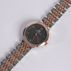 Two Tone Women's Chain Watch Rosegold Blk