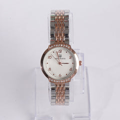 Two Tone Women's Chain Watch Rosegold White