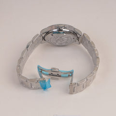 Man Silver Chain Watch With Silver Dial