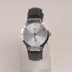 Black Straps Mans Watch With Silver Dial
