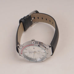 Black Straps Mans Watch With Silver Dial