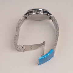 Mans Silver Chain Watch With White Dial