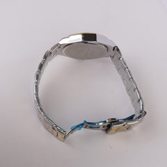 Two Tone Golden Silver Chain Mans Wrist Watch Blk Dial