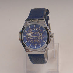 Blue Straps Mans Watch With Silver Blue Dial