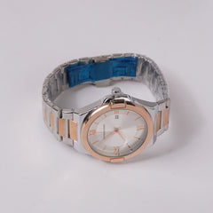 Two Tone Rosegold Silver Chain Mans Wrist Watch