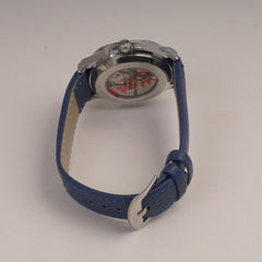 Blue Straps Mans Watch With Silver Blue Dial