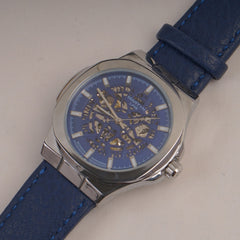 Blue Straps Mans Watch With Silver Blue Dial