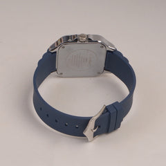 Blue Straps Mans Square Shape Watch With White Dial