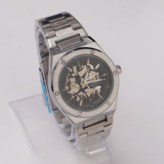 Mans Automatic Chain Wrist Watch Silver Blk
