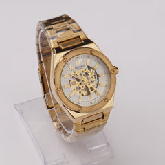 Mans Automatic Chain Wrist Watch Golden Wht 1