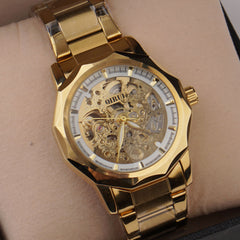 Mans Automatic Chain Wrist Watch Golden Gldn