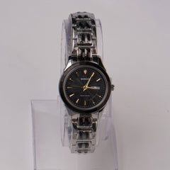 Two Tone Women Chain Wrist Watch Silver Blk