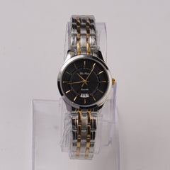 Two Tone Women Chain Wrist Watch Silver Blk1