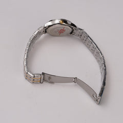Two Tone Women Chain Wrist Watch Silver Blk1