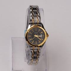 Two Tone Women Chain Wrist Watch Blk