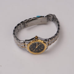 Two Tone Women Chain Wrist Watch Blk
