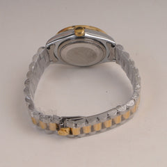 Two Tone Womans Silver Chain Wrist Watch With Silver Dial