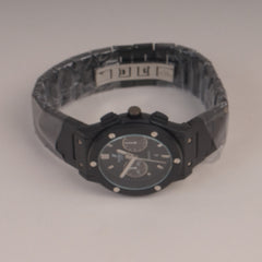 Mens Black Chain Wrist Watch with Black Dial