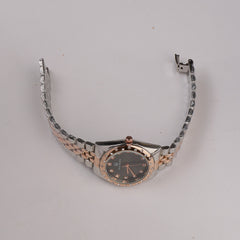 Two Tone Women's Chain Watch Rosegold Black