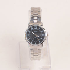 Silver Chain Womans Watch Black Dial
