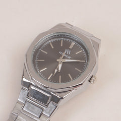 Women's Silver Chain Wrist Watch With Black Dial