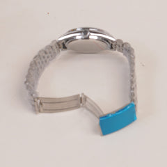 Woman Silver Chain Watch Black Dial
