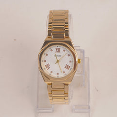 Woman Golden Chain Watch With White Dial