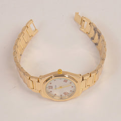 Woman Golden Chain Watch With White Dial