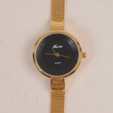 Women's Chain Watch Golden Black Dial