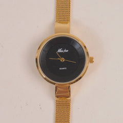 Women's Chain Watch Golden Black Dial