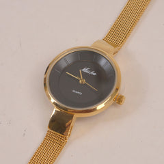 Women's Chain Watch Golden Black Dial