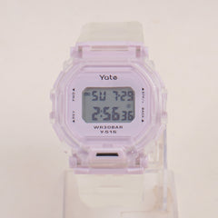 Kids Digital Sports Watch With White Straps & Purple Dial