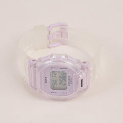 Kids Digital Sports Watch With White Straps & Purple Dial