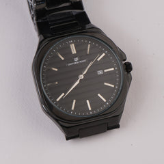 Black Chain Mans Wrist Watch Black Dial